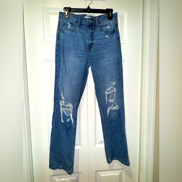 Eunina Olsen super high rise classic straight leg distressedJeans Size 7/28 VGUC - Picture 1 of 13
